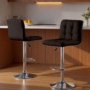 FONTOI Set of 2 Bar Stools 24 to 32 Inch Kitchen Counter Height Square Cushion Back Footstool Durable for Home Cafe Office, 20.08"*37.01"*17.32" - 1 of 4