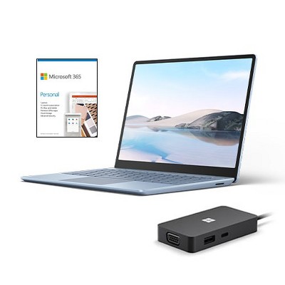 Microsoft Surface Laptop Go 12.4" Touchscreen Intel Core i5 8GB RAM 128GB SSD Ice Blue + Microsoft USB-C Travel Hub + Microsoft 365 Personal 1 Yr