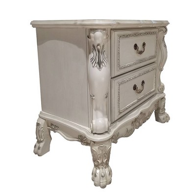 Dresden II Bone White 2-Drawer Ornate Nightstand