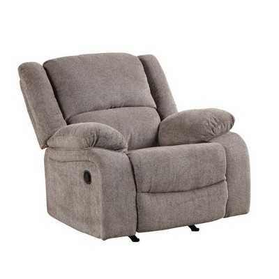 Royal Hampton Manual Reclining Chair, Pillow Tufted, Mocha Gray Chenille