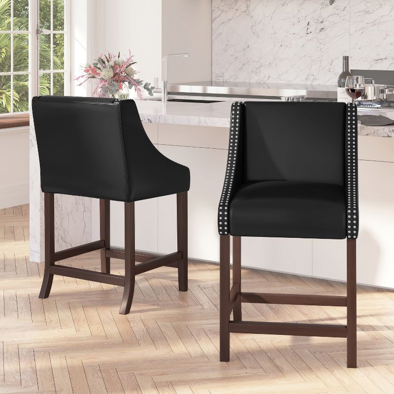 Merrick Lane 24 Inch Counter Height Stool with Nailhead Trim - Set of 2, 3 of 14