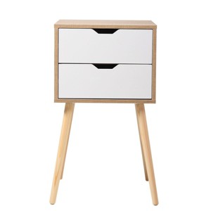 CAVINAS 2pcs Mid-Century Nightstand Bedside End Table with 2 Drawers&4 Solid Splayed Legs for Bedroom & Living Room - 1 of 4