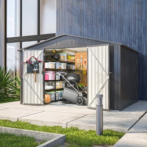 10x8FT Outdoor Storage Shed, Large Metal Tool Shed with Lockable Door & Air Vent, Utility Storage House for Backyard Garden Patio Lawn - 1 of 4