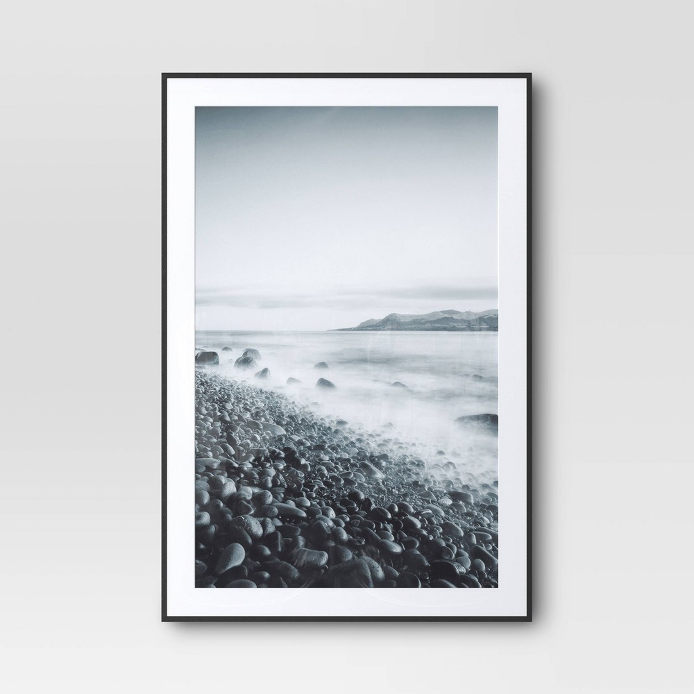 Photos - Photo Frame / Album 27" x 40" Matted to 24" x 36" Elevated Aluminum Poster Frame Black - Thres