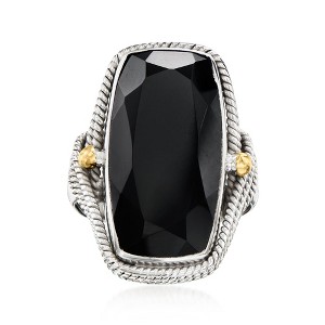 Ross-Simons Onyx Roped-Edge Ring in Sterling Silver With 18kt Gold Over Sterling - 1 of 4