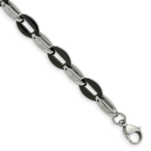 Black Bow Jewelry 8mm Stainless Steel & Black Plated Oval Link Chain Bracelet, 7.5 Inch - image 1 of 4