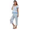 Casual Nights Women's Short Sleeve Floral Border Capri Pajama Set - 2 of 4