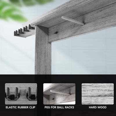 Brushed Gray Solid Wood Wall Mounted Pool Cue Rack with Score Counter