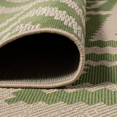 Mediterranean Geometric Green/Cream 4' x 6' Reversible Indoor/Outdoor Rug