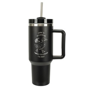 Elanze Designs 40 Ounce Travel Tumbler With Straw and Lid Stainless Steel Double Wall Insulated Born To Dilly Dally Black - 1 of 4