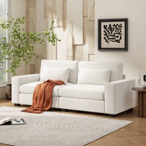 79.5" Modern Fabric Sofa: Plush, Sleek Arms, Solid Wood Frame - Ideal for Home/Office - 1 of 4