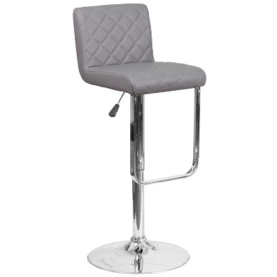 Flash Furniture Contemporary Gray Vinyl Adjustable Height Barstool with Drop Frame and Chrome Base