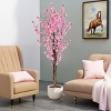 KTMBDW Artificial Peach Blossom Decor Fake Trees 72" Silk Faux Trees for Decoration Home Wedding Bedroom Party(Pink) - 2 of 4