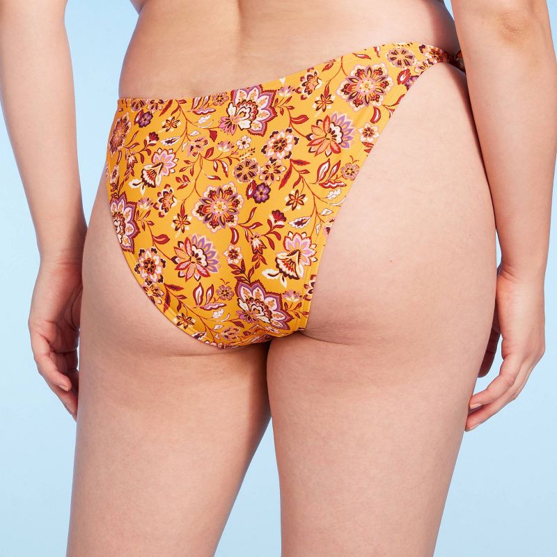 Women's Side-Tie High Leg Extra Cheeky Bikini Bottom - Shade & Shore™ Gold Paisley Print, 6 of 7