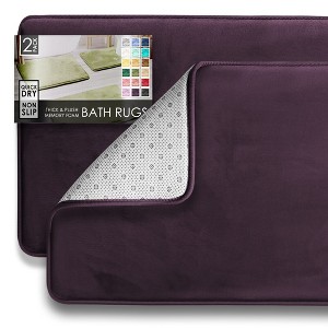 Hearth & Harbor Bathroom Rugs, Ultra Soft Velvet Memory Foam Bath Mats with PVC Backing - 1 of 4