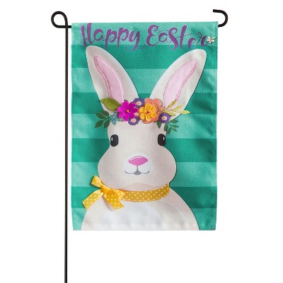 Evergreen Easter Bunny Garden Burlap Flag