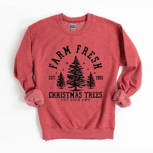 Simply Sage Market Women's Graphic Sweatshirt Farm Fresh Christmas Trees Stars - 1 of 4