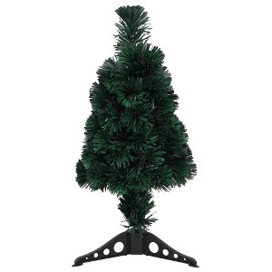 vidaXL Artificial Slim Christmas Tree with Stand 2 ft Fiber Optic - 1 of 4