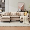 112" Modular Sectional Sofa, U-Shape Cloud Couch/Deep Seat/Armrest/Plush Corduroy Fabric, Chenille Combo Set with 2 Footstool - 2 of 4