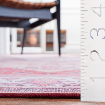 Rust and Beige 8' x 10' Machine Washable Synthetic Area Rug