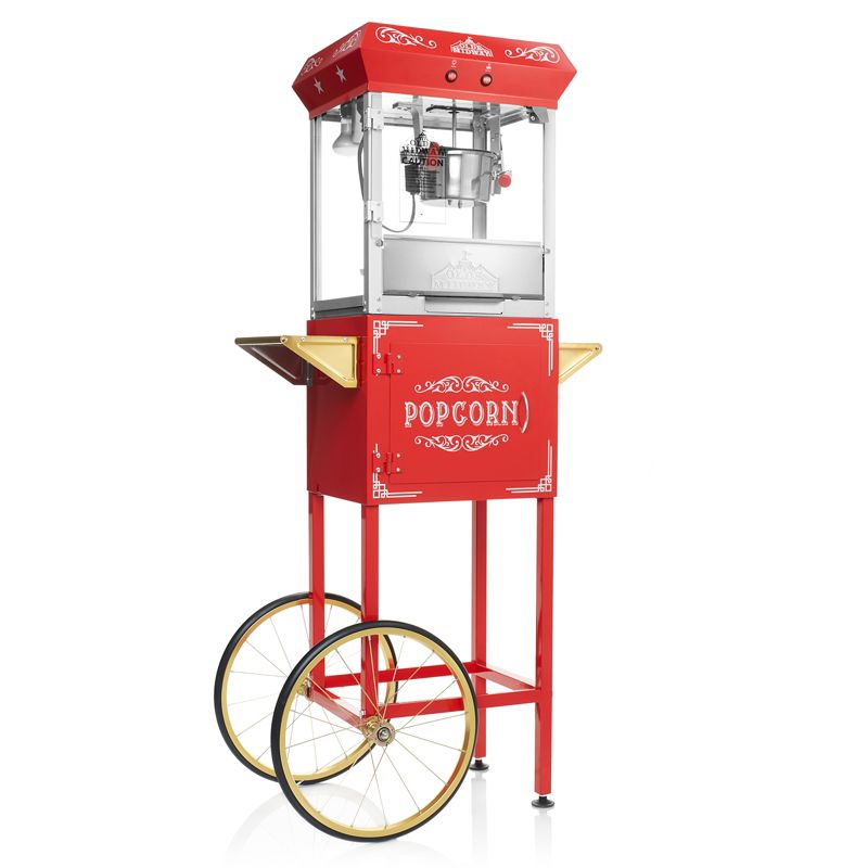 Olde Midway Vintage-Style 4 oz Popcorn Popper Machine Maker with Cart, 1 of 8