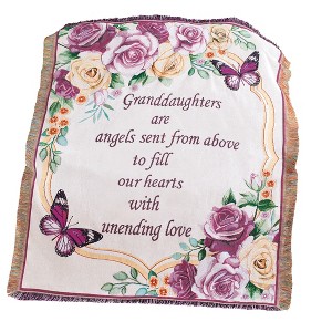 Collections Etc Granddaughters Are Angels Sent From Above Fringe Border Tapestry Throw Purple - 1 of 2