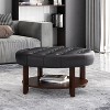 CAVINAS Modern Round PU Leather Ottoman Bench with Storage Shelf,Upholstered Wooden Storage Ottoman for Living Room - 2 of 4