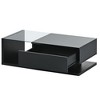 NicBex Modern Coffee Table, Tempered Glass, High-Gloss UV Surface, 2-Tier Rectangle - 3 of 4