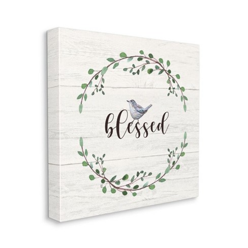 Stupell Industries Charming Blessed Phrase Blue Bird and Wreath - image 1 of 4