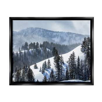 Stupell Industries Quiet Snowy Mountain Slopes Scattered Fir Trees Floater Canvas Wall Art