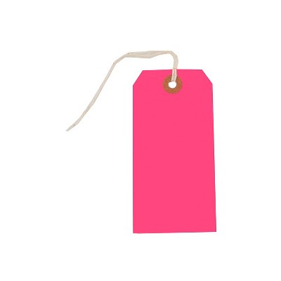 JAM Paper Gift Tags with String Medium 4 3/4 x 2 3/8 Neon Pink 10/Pack 91931041