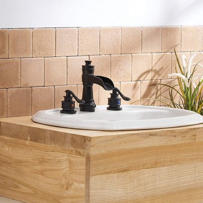 Matte Black Bronze 2-Handle Waterfall Bathroom Faucet with Pop-Up Drain