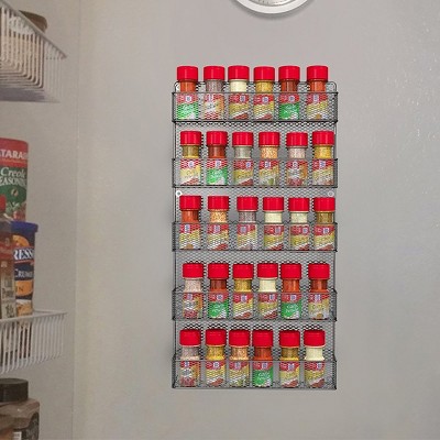 Black Metal 5-Tier Wall-Mount Spice Rack Organizer