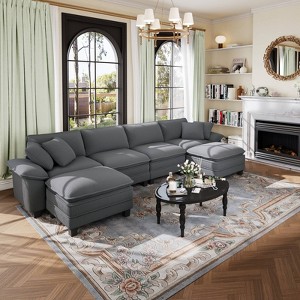 Captiva Designs Cloud Modular Sectional Sofa, 157.5" U-Shaped 6-Seater Couch with Ottomans - 1 of 4