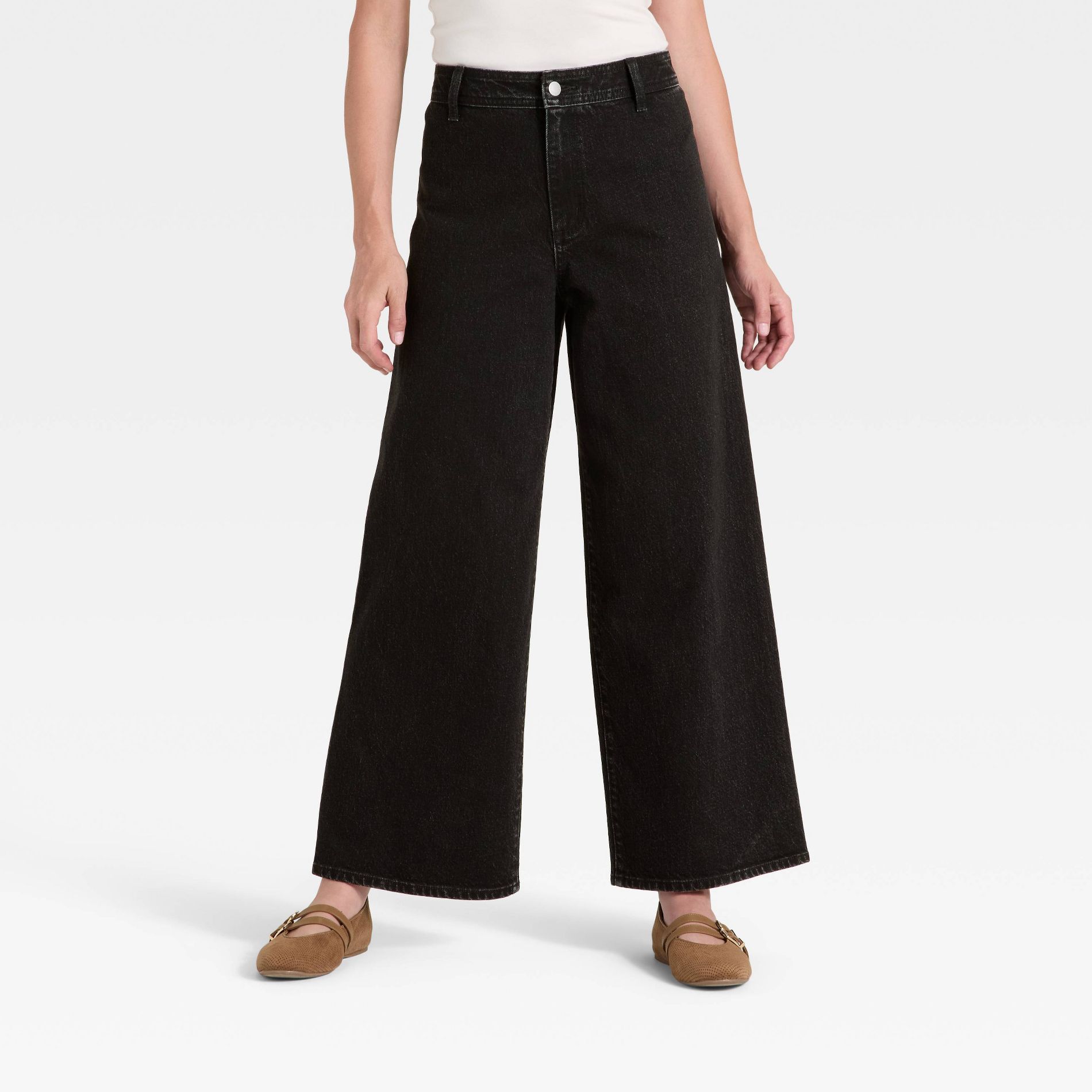 Women's High-Rise Sailor Wide Leg Ankle Jeans - Universal Thread™ Black