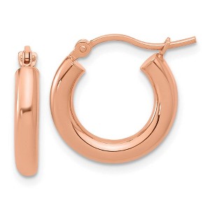 Black Bow Jewelry 3mm Round Hoop Earrings in 14k Rose Gold, 16mm (5/8 Inch) - 1 of 4