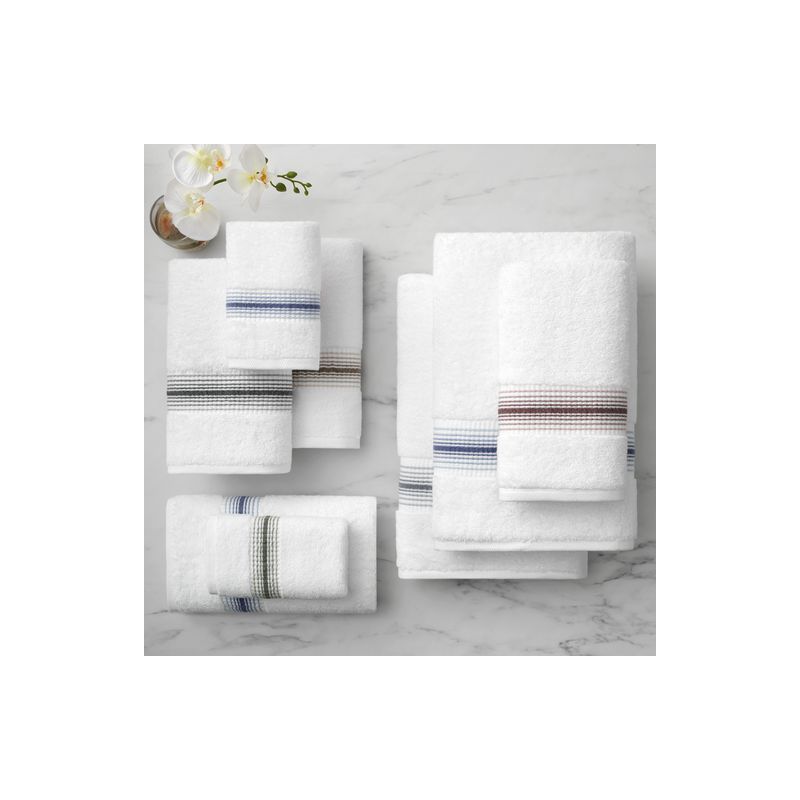 Aston & Arden White Luxury Towels for Bathroom (600 GSM, 13x13 in., 8-Pack), White with Striped Ombre Border, 4 of 6