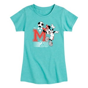 Girls' - Disney - Minnie Soccer 28 Fitted Short Sleeve Graphic T-Shirt - 1 of 4