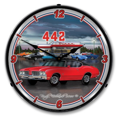 Collectable Sign & Clock | 1970 442 Oldsmobile LED Wall Clock Retro/Vintage, Lighted