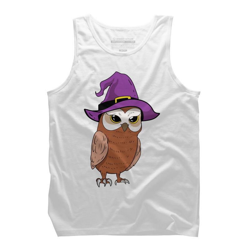 Men's Design By Humans Owl Witch Halloween T Shirt By thebeardstudio Tank Top, 1 of 4