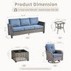 XIZZI Patio Furniture Sets Designed for Outdoor Relaxation, Comfy 3.5-Inch Cushions & 360° Swivel Action for Extra Comfort, 5 Pcs/Set, Denim Blue - 3 of 4