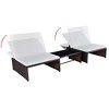vidaXL Reclining Garden Chair Set of 3 Brown PE Rattan Adjustable - 3 of 4