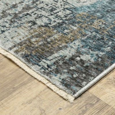 Hayden Blue and Beige Abstract 3'3" x 5' Area Rug