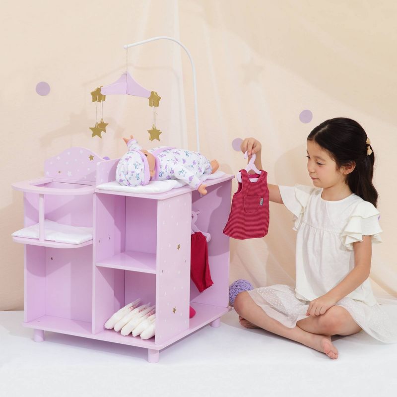 Olivia&#39;s Little World Twinkle Stars Princess Doll Changing Station Lilac/White, 3 of 9