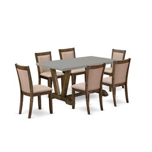 HomeStock 7-Piece Distressed Jacobean Finish Solid Wood Top Dining Table with 6-Chairs - 1 of 4