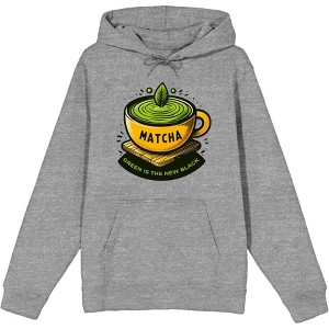 Matcha Teacup Green Is The New Black Adult Long Sleeve Hoodie - 1 of 2