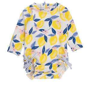 RuffleButts Baby/Toddler Girls UPF50+ Long Sleeve One Piece Rash Guard - 1 of 4