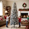 COZONY Prelit Pencil Christmas Tree, Partially Flocked Skinny Xmas Tree with Frosted Tips & Foldable Stand for Holiday Decor - 2 of 4