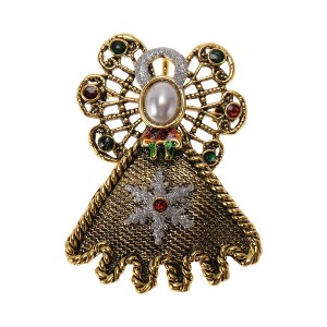 Unique Bargains Christmas Brooches YNCP7657 Alloy Dripping Wax Gold Tone 1.69"x2.24" 1 Pc - 1 of 4