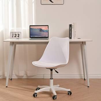 Armless Swivel Office Chair with Wheels, Ergonomic Small Computer Desk Chair with Adjustable Height, 4L-ModernLuxe